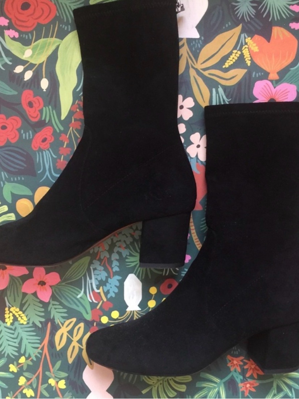 Free People Silent D sock boots black vegan suede